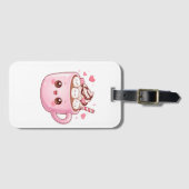 Moeie Kawaii Warme Chocolade Mok met Marshmallows Bagagelabel (Voorkant (horizontaal))
