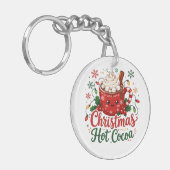 Moeie Kerst Warme Chocolade Mok Sleutelhanger (Voorkant Links)