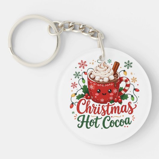 Moeie Kerst Warme Chocolade Mok Sleutelhanger (Voorkant)