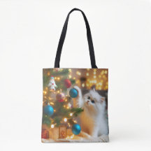 Moeie Kerstkat Boodschappentas