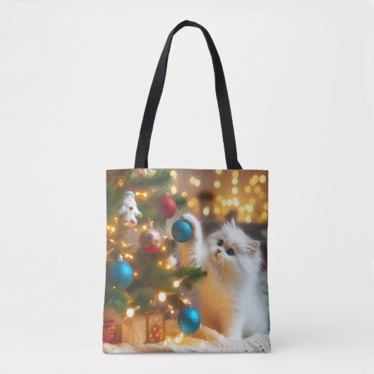 Moeie Kerstkat Boodschappentas Tote Bag (Voorkant)