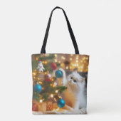 Moeie Kerstkat Boodschappentas Tote Bag (Achterkant)