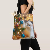 Moeie Kerstkat Boodschappentas Tote Bag (Dichtbij)