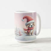 Moeie Kerstpuppy met kerstmuts Koffiemok (Voorkant rechts)