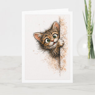 Moeie Kijkende Kat Deken Minimalistische Waterverf Kaart