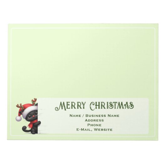 Moeie Kijkende Kerstkat Aanpasbare Notitieblok (Voorkant)