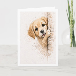 Moeie Kijkende Puppy Blank Waterverf Hond Kaart