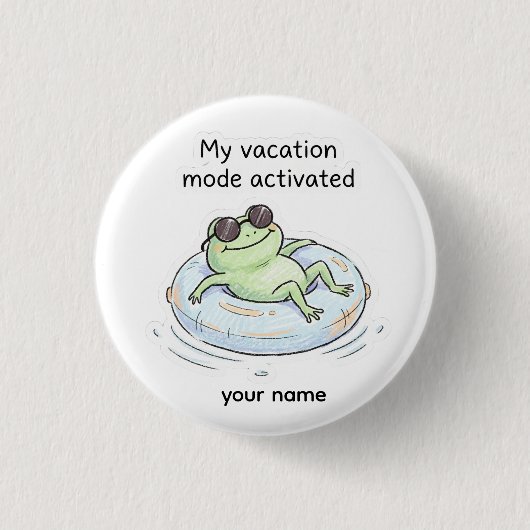 Moeie Kikker Vakantiestemming Geactiveerd Grappige Ronde Button 3,2 Cm (Voorkant)
