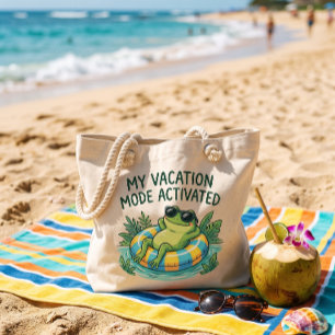 Moeie Kikker Vakantiestemming Geactiveerd Grappige Tote Bag