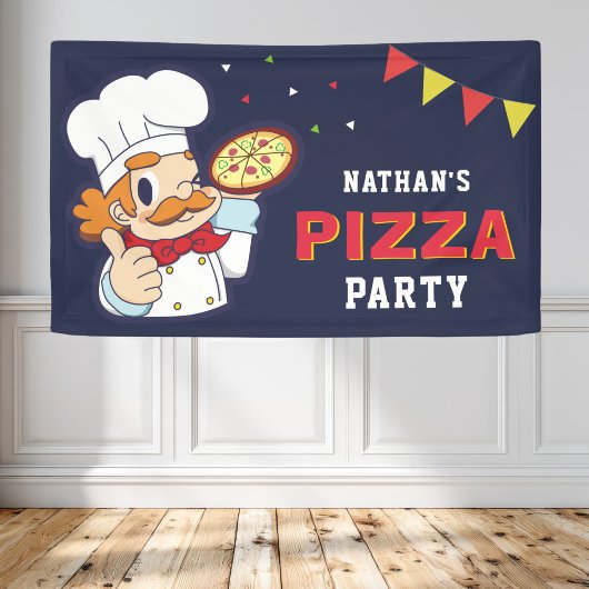 Moeie Kinder Pizzaverjaardagsfeestje Spandoek