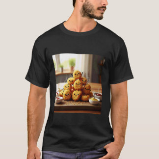 Moeie kipnuggets met grappige gezichten t-shirt