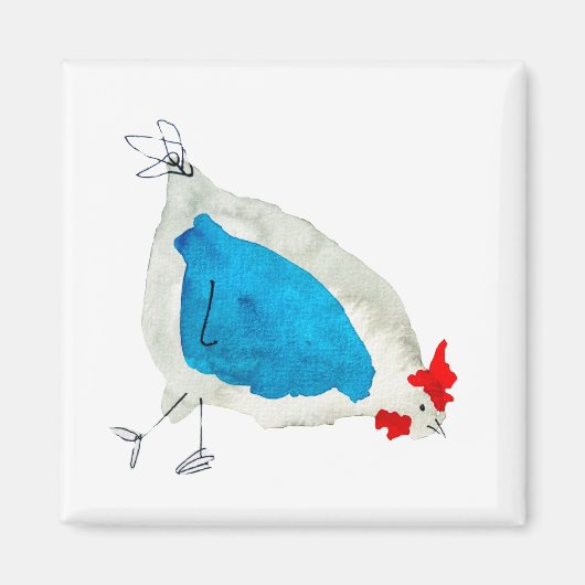 Moeie kippen aquarel magneet (Voorkant)