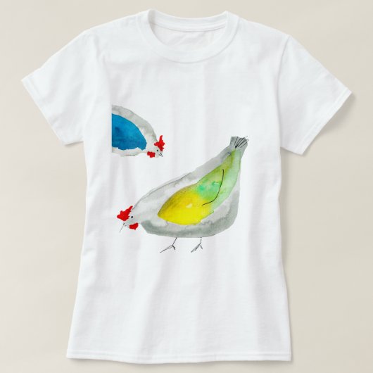 Moeie kippen aquarel t-shirt (Design voorkant)