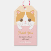 Moeie Kitten Kat Bedankt Verjaardagsfeest Cadeauta Cadeaulabel (Voorkant)