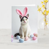 Moeie Kitten Pastel Lente Kaart (Gele Bloem)