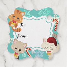 Moeie Kittens en Sneeuwvlokken Kerstcadeautag Bedankjes Labels