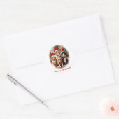 Moeie Kittens Kerstmis Ronde Sticker (Envelop)