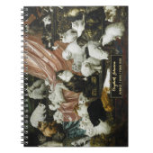 Moeie Kittens Oude Kunst Gouden Monogram Schets Notitieboek (Voorkant)