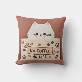 Moeie kleine kattenpootafdrukken en koffiebonen kussen