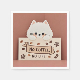 Moeie kleine kattenpootafdrukken en koffiebonen servet