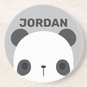 Moeie kleine pandabeer met gepersonaliseerde naam zandsteen onderzetter