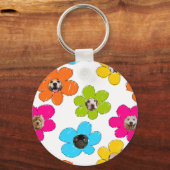 Moeie kleurrijke bloem Hondenmoeder Leuke fotocoll Sleutelhanger (Voorkant)