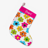 Moeie kleurrijke bloemen Hond Moeder Foto Collage Kleine Kerstsok (Voorkant (Hangend))
