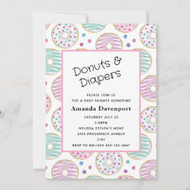 Moeie Kleurrijke Donut Patroon Baby Shower Kaart