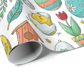 Moeie Kleurrijke Eieren Konijn Lente Patroon Pasen Cadeaupapier (Rol Hoek)