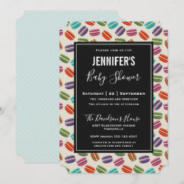Moeie Kleurrijke Macarons Patroon Baby Shower Kaart