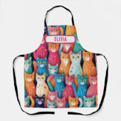 Moeie Kleurrijke Whimsical Kittens Persoonlijk Schort (Voorkant)