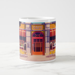 Moeie koffiezaak rondom ontwerp grote koffiekop