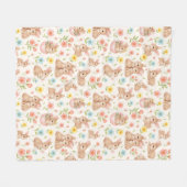 Moeie Konijn Bloemrijk Lente Patroon Fleece Deken (Voorkant (Horizontaal))