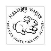 Moeie Konijn Konijn Lijn Kunst Naam Retouradres Zelfinktende Stempel (Design)