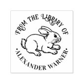 Moeie Konijn Konijn Lijnkunst Ronde Bibliotheek Bo Zelfinktende Stempel (Design)