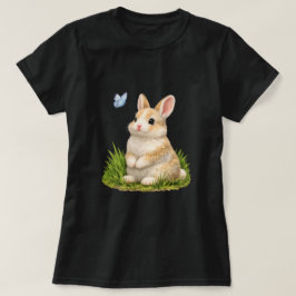 Moeie Konijn Konijn met Vlinder Natuur Grafisch  T-shirt