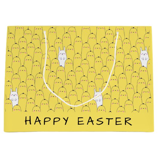 Moeie Konijn Kuikens Gele Paasfeest Groot Cadeauzakje (Voorkant)
