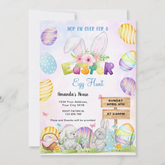 Moeie Konijn Paaseieren Jacht Kaart (Voorkant)