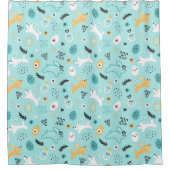 Moeie Konijn Pasen Patroon Kawaii Konijnen Eieren Douchegordijn (Voorkant)