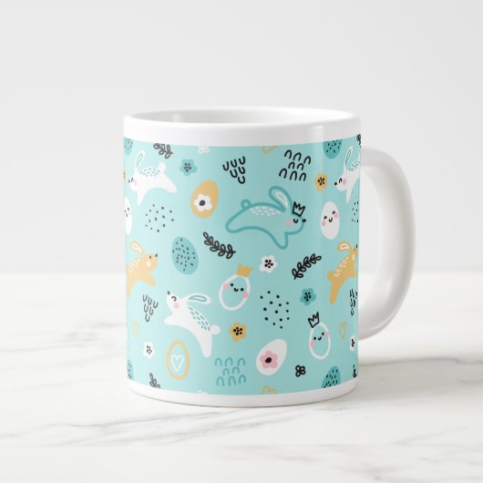 Moeie Konijn Pasen Patroon Kawaii Konijnen Eieren Grote Koffiekop (Voorkant rechts)