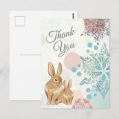 Moeie Konijnen met Bloemen Lente Dank Je Briefkaart (Voorkant / Achterkant)