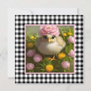 Moeie Kuikens en Bloemen Pasen Kaart