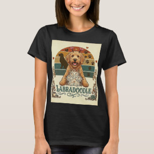 Moeie Labradoodle Retro Zonsondergang Bloemendog L T-shirt