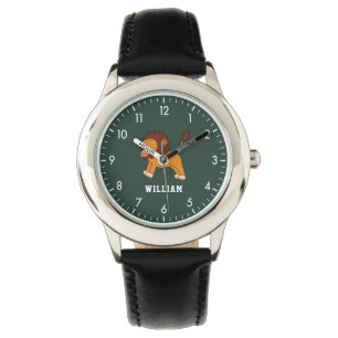 Moeie Leeuw Aangepaste Aangepaste Naam Terug naar Horloge