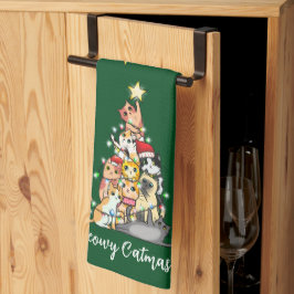 Moeie Meowy Kerstkatten Kerstboom Op Maat Theedoek