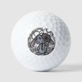 Moeie met de hand getekende konijn zen-doodle-golf golfballen