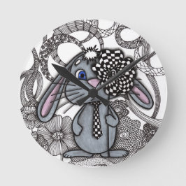 Moeie met de hand getekende konijn zen-doodle-wand ronde klok