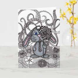 Moeie met de hand getekende konijn Zen Doodle wens Kaart