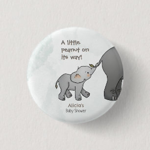 Moeie met de hand getekende olifant Kleine pinda B Ronde Button 3,2 Cm