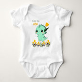 Moeie mintgroene dinosaurus baby romper (Voorkant)